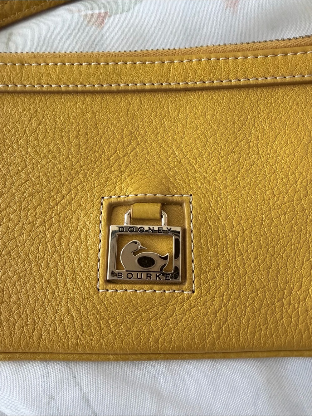 Dooney & Bourke Yellow Pebble Leather Wristlet - Picture 2 of 7